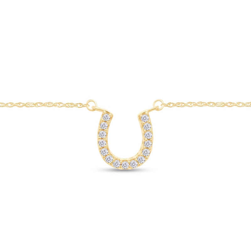 AFFY Horseshoe Pendant Necklace for Women Round Cut Sparkling White Cubic Zirconia Necklace in 14K Yellow Gold Plated 925 Sterling Silver with 18 Inch Rope Chain Jewelry Gift for Her - Image 5